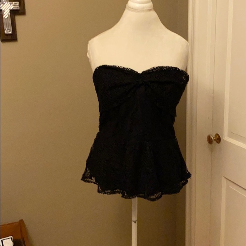 Anthropologie XL Lacey overlay strapless top